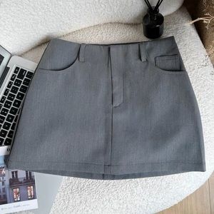 Grey hip hugger suit mini skirt